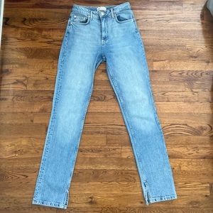 ZARA size 4 high-rise slim split blue denim jeans